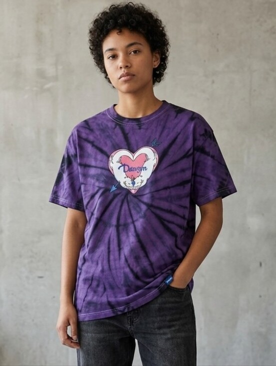 Danson Tops - Danson Purple Tie-Dye Otter Heart Graphic Tee